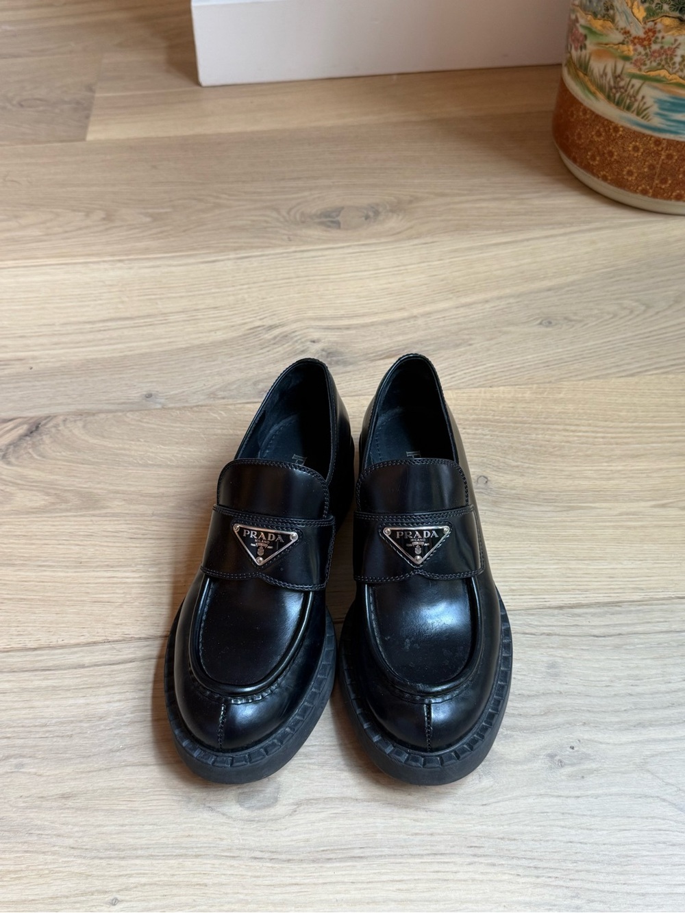 Prada Black Leather Loafers